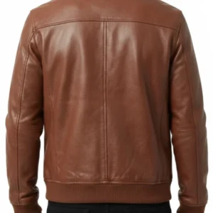 Zanvek Brown Leather Bomber Jacket For Men