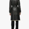 Belted Shearling Leather Trench Coat For Women