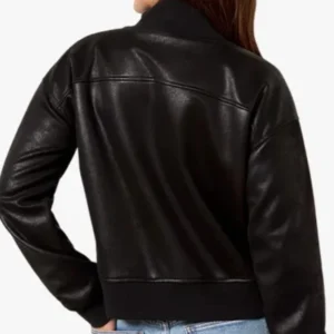 Black Copped Bomber Jacket For Women