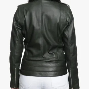 Black Leather Biker Jacket For Women