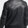 Black Leather Bomber Jacket For Men