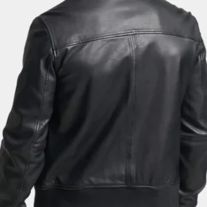 Black Leather Bomber Jacket For Men