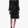 Black Leather Trench Coat For Women