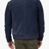 Blue Suede Bomber Jacket For Men