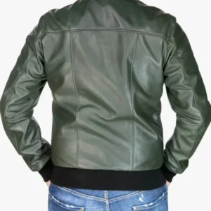 Bomber Green Leather Jacket For Men
