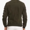 Bomber Suede Green Jacket For Men