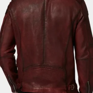 Cafe Racer Maroon Leather Jacket For Men