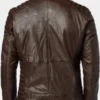 Dark Brown Leather Cafe Racer Jacket For Men