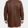 Dark Brown Leather Double Breasted Shearling Coat For Men