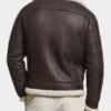 Dark Brown Shearling Leather Jacket For Men