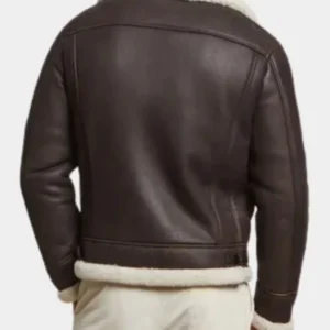 Dark Brown Shearling Leather Jacket For Men