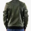 Green Bomber Leather Jacket For Men