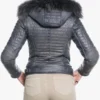 Grey Shearling Hooded Jacket For Women