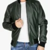 Mens Bomber Green Leather Jacket