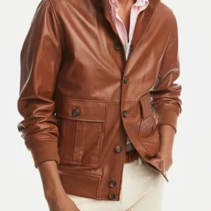 Mens Brown Leather Bomber Jacket