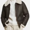 Dark Brown Shearling Leather Jacket For Men