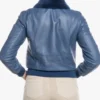 Pilot Style Blue Bomber Jacket For Women