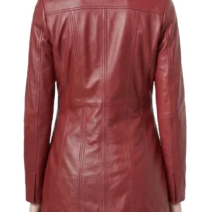 Real Leather Red Blazer For Women