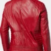 Red Cafe Racer Leather Jacket For Men