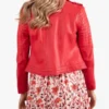 Red Classic Biker Leather Jacket For Women