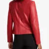 Red Leather Biker Jacket For Women