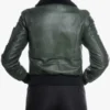 Shearling Collar Pilot Green Jacket For Women