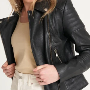 Womens Asymmetric Biker Leather Jacket