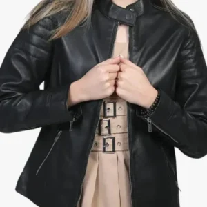 Womens Black Cafe Racer Jacket