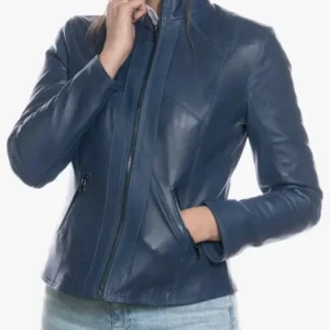 Womens Cafe Racer Blue Jacket
