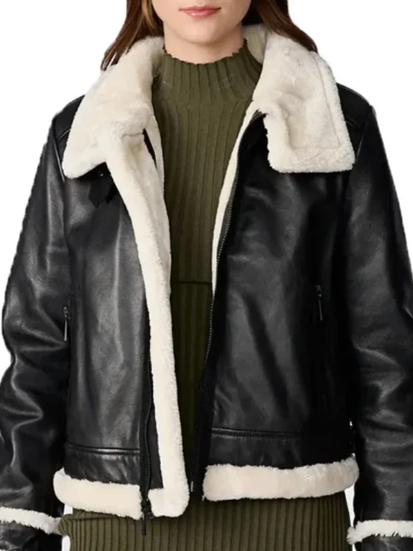 Womens Shearling Black Leather Jacket