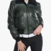 Womens Shearling Collar Pilot Green Jacket
